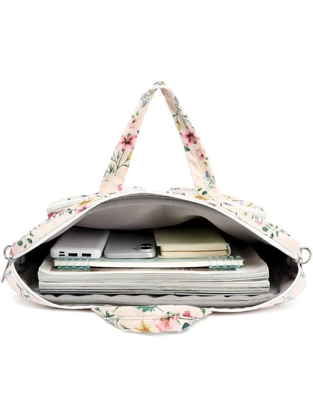 Canvaslife 15.6" Retro Floral Laptop Shoulder Tote Bag Corduroy - Picture 4 of 5